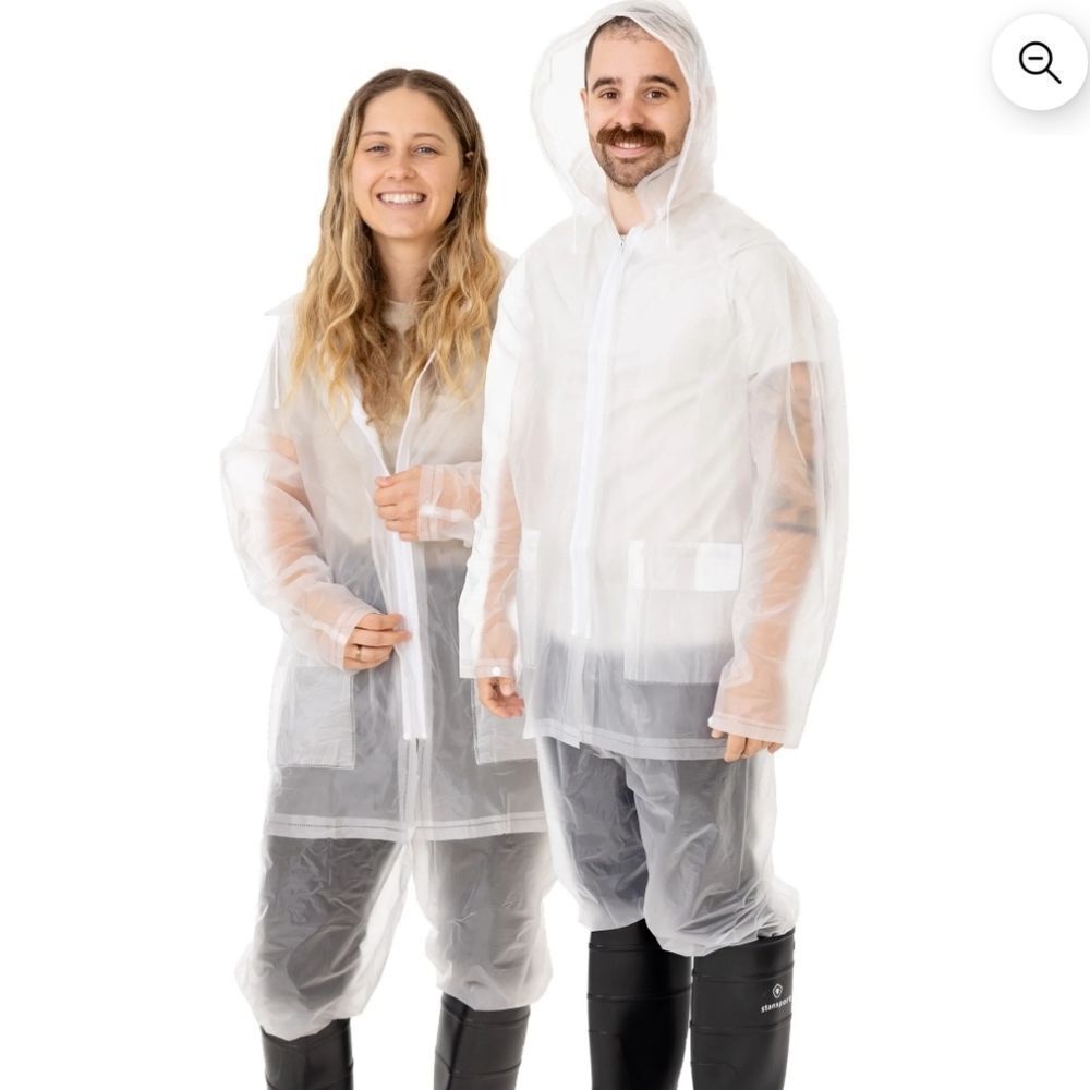 Stansport 3-Piece Men's Small Deluxe Rainsuit - Clear - New